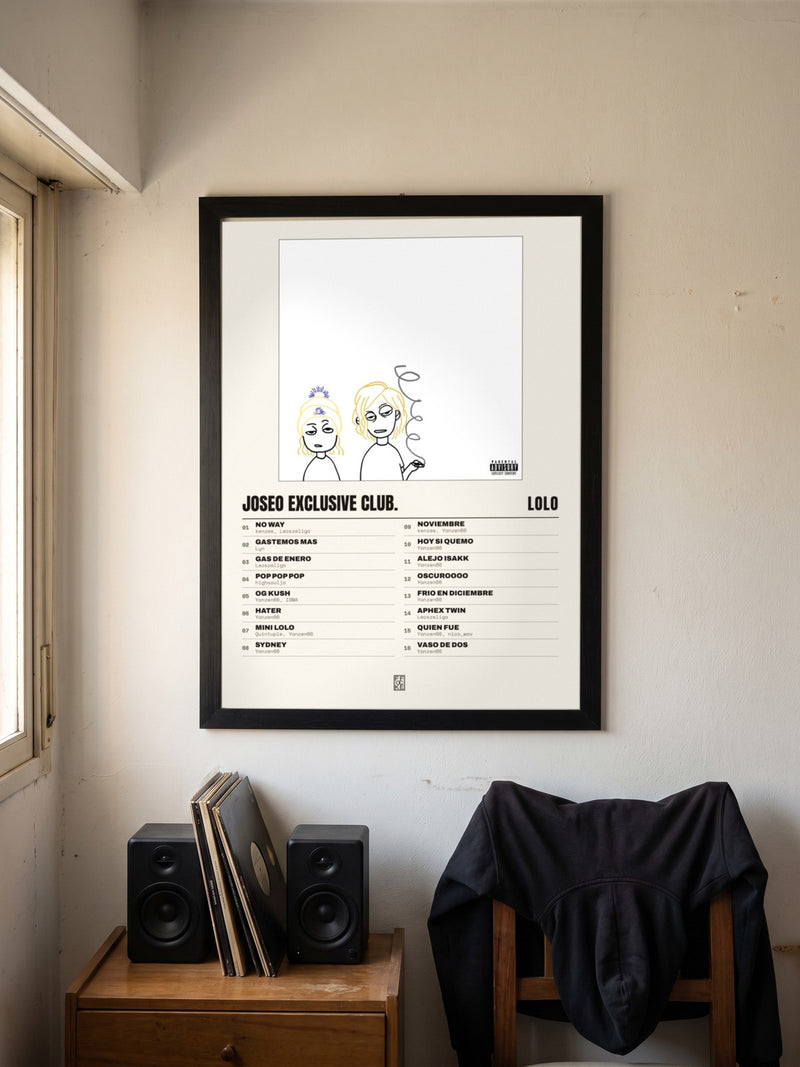 Póster de JOSEO EXCLUSIVE CLUB. de LoLo enmarcado en una pared, en un ambiente distinto