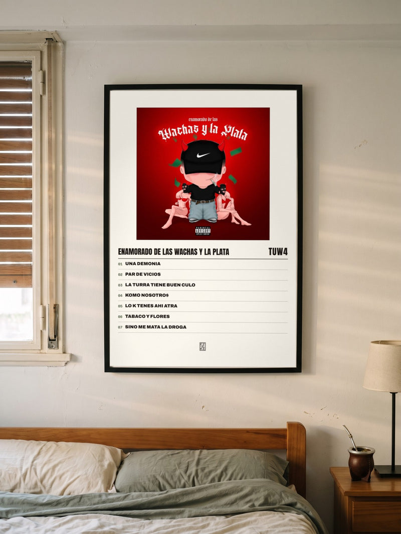 Póster de ENAMORADO DE LAS WACHAS Y LA PLATA de tuw4 enmarcado en una pared, en un ambiente distinto