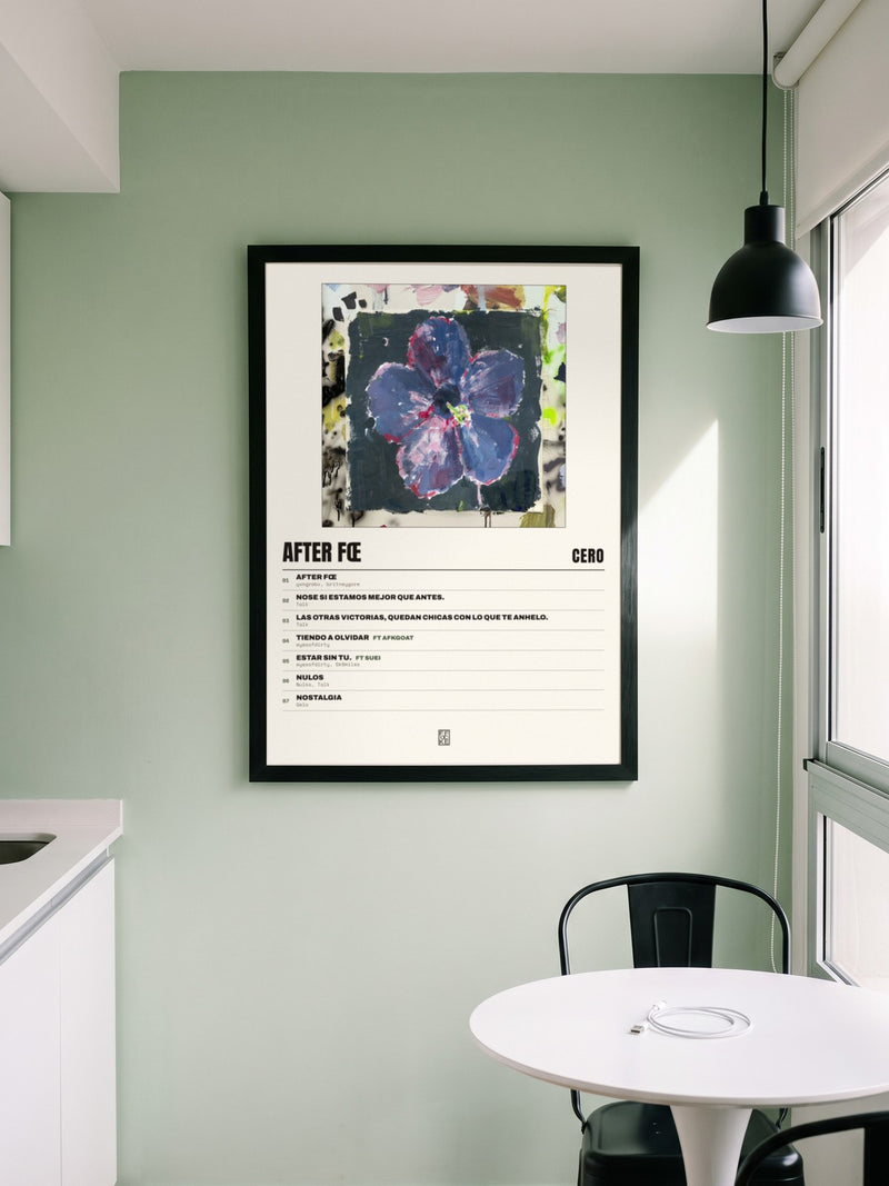 Póster de after fœ de cero* enmarcado en una pared, en un ambiente distinto