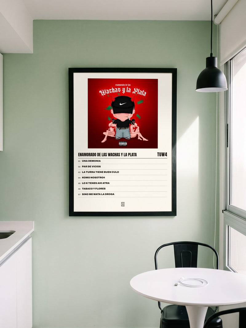 Póster de ENAMORADO DE LAS WACHAS Y LA PLATA de tuw4 enmarcado en una pared, en un ambiente real