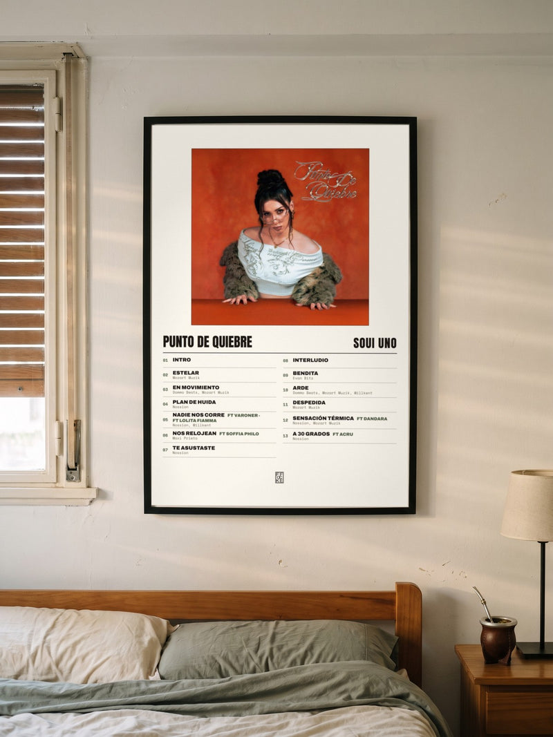 Póster de PUNTO DE QUIEBRE de Soui Uno enmarcado en una pared, en un ambiente real