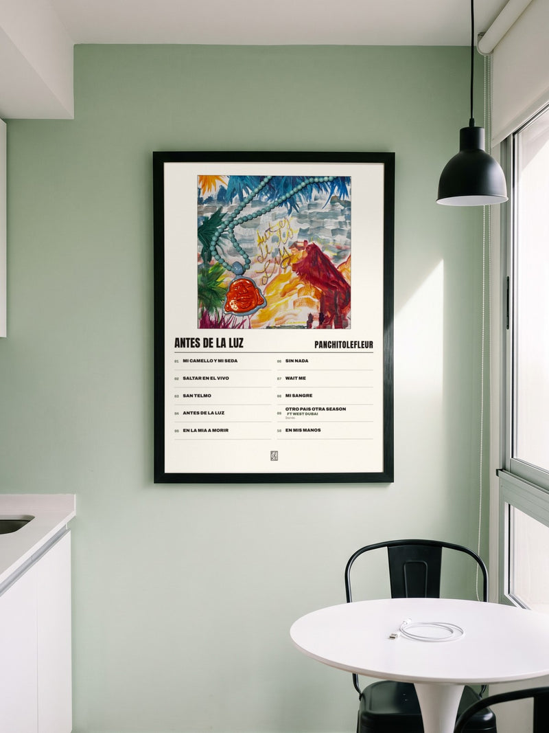 Póster de ANTES DE LA LUZ de PanchitoLeFleur enmarcado en una pared, en un ambiente real