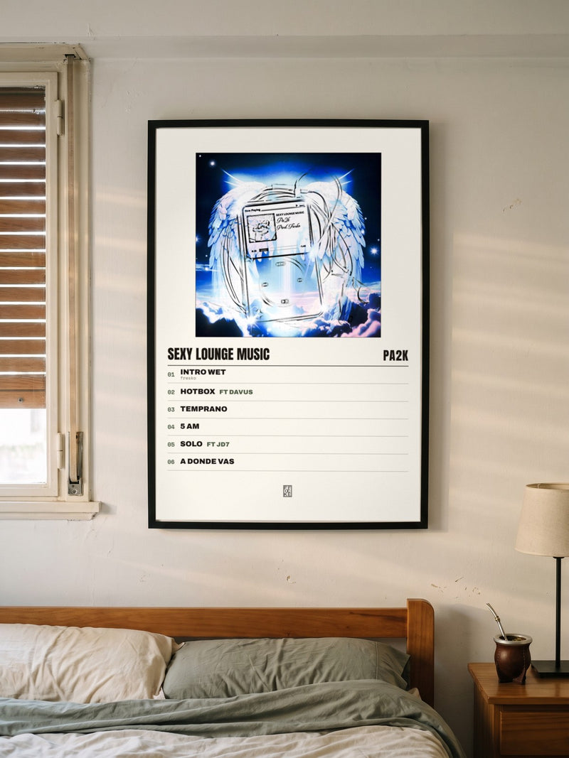 Póster de Sexy Lounge Music de Pa2k enmarcado en una pared, en un ambiente distinto