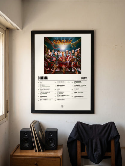 Póster de CINEMA de Bhavi enmarcado en una pared