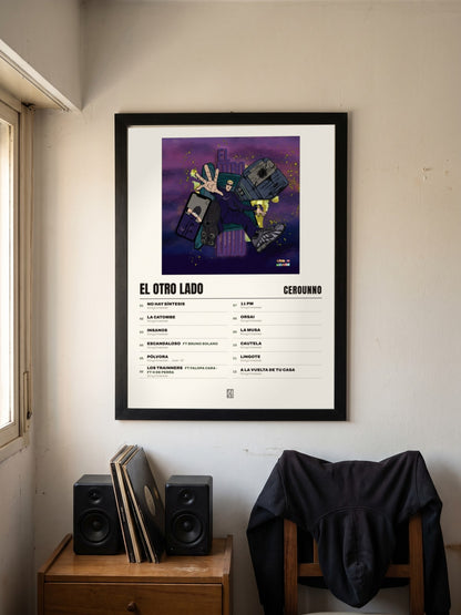 Póster de El otro lado de Cerounno enmarcado en una pared