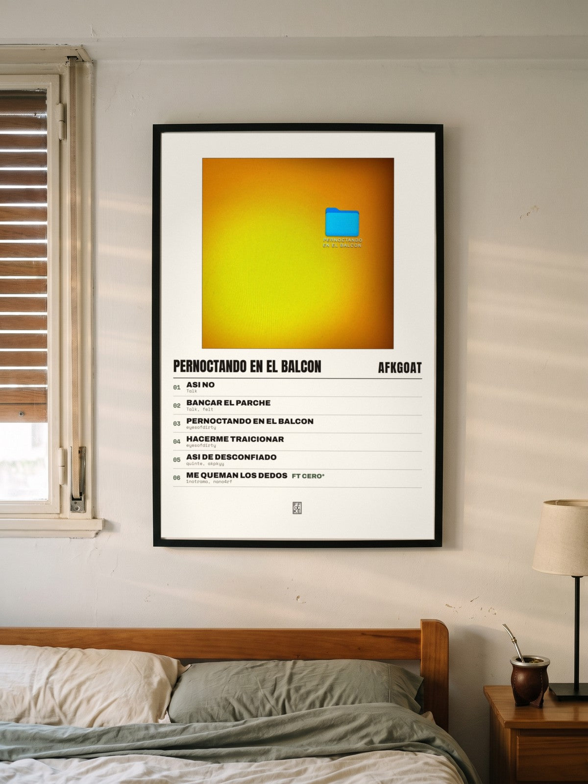 Póster de PERNOCTANDO EN EL BALCON de afkGOAT enmarcado en una pared