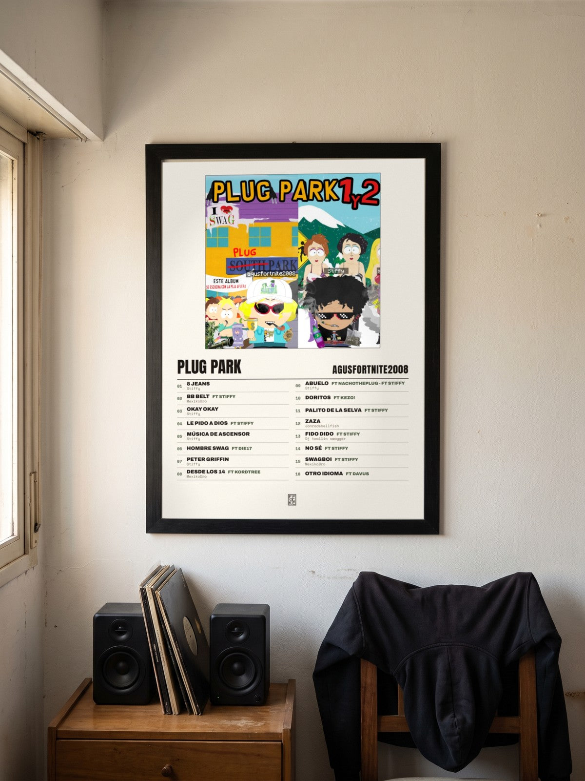 Póster de PLUG PARK de AgusFortnite2008 enmarcado en una pared