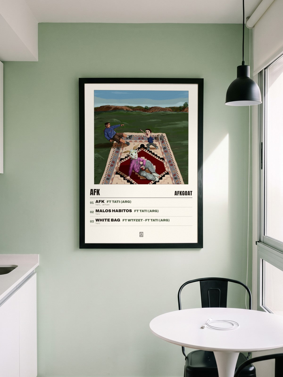 Póster de Afk de afkGOAT enmarcado en una pared