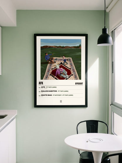 Póster de Afk de afkGOAT enmarcado en una pared
