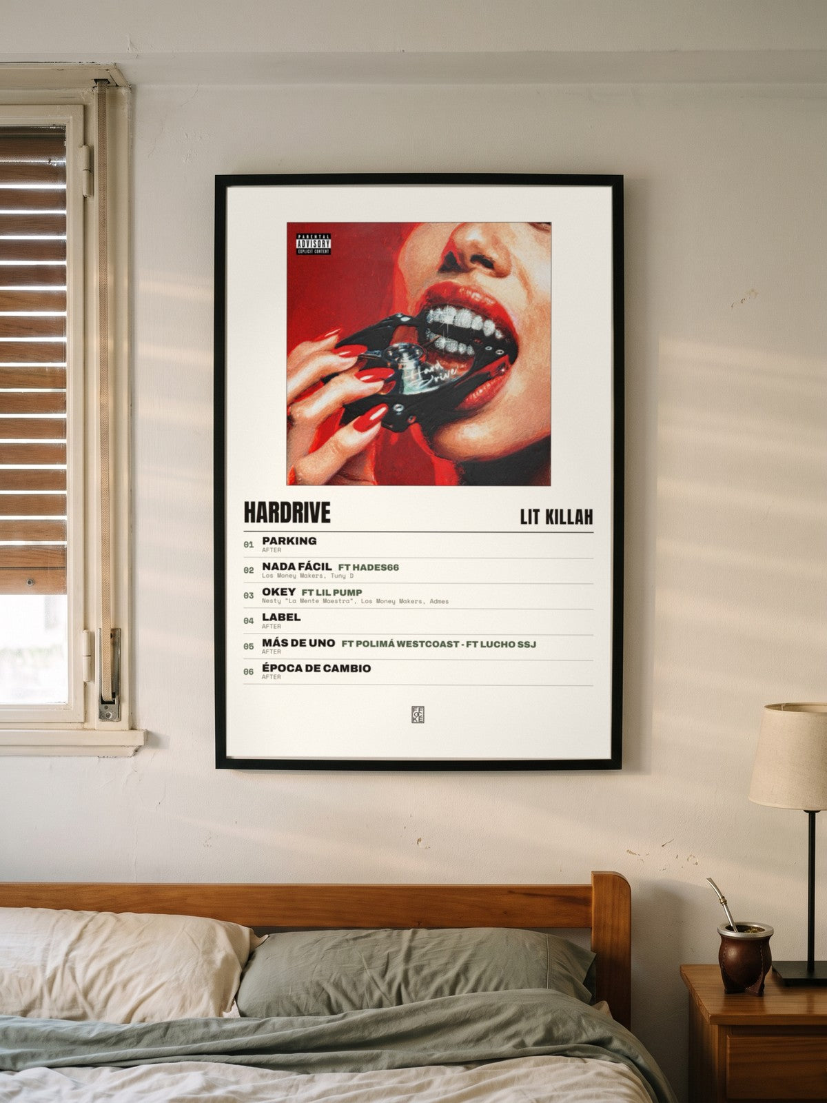 Póster de HARDRIVE de LIT killah enmarcado en una pared