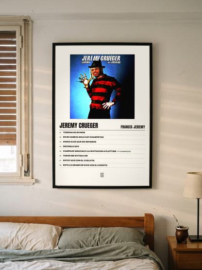 Póster de JEREMY CRUEGER de Francis Jeremy enmarcado en una pared