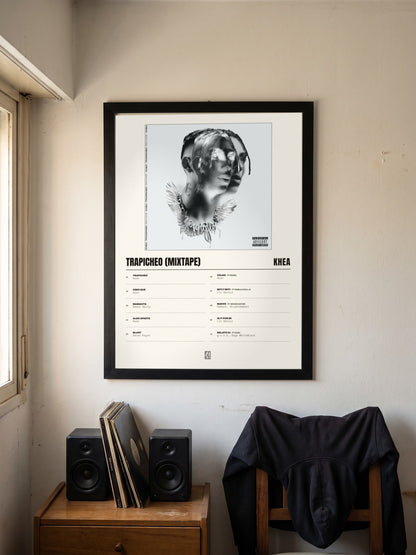 Póster de Trapicheo (Mixtape) de KHEA enmarcado en una pared