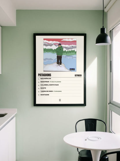 Póster de Patagoons de Icynico enmarcado en una pared
