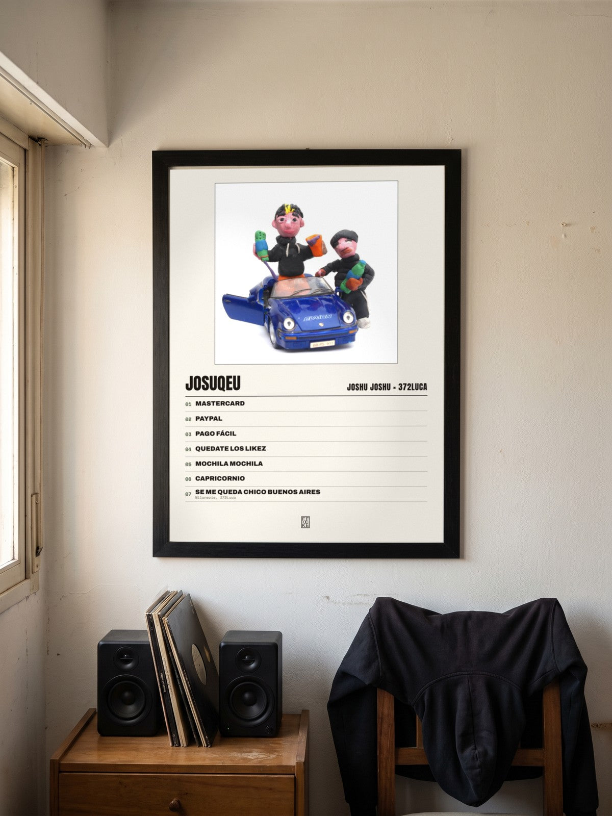 Póster de Josuqeu de Joshu Joshu × 372luca enmarcado en una pared