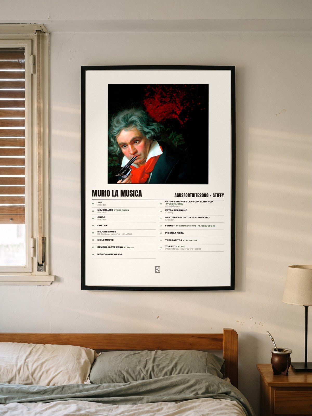 Póster de MURIO LA MUSICA de AgusFortnite2008 × Stiffy enmarcado en una pared