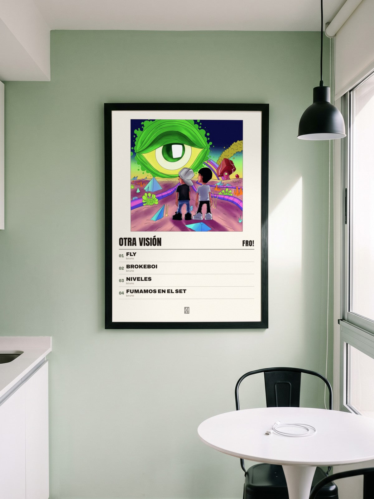 Póster de Otra Visión de FRO! enmarcado en una pared