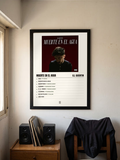 Póster de Muerte en el Agua de ill quentin enmarcado en una pared