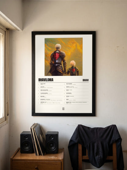 Póster de BHAVILONIA de Bhavi enmarcado en una pared