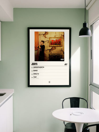 Póster de JDAYS de JD7 enmarcado en una pared