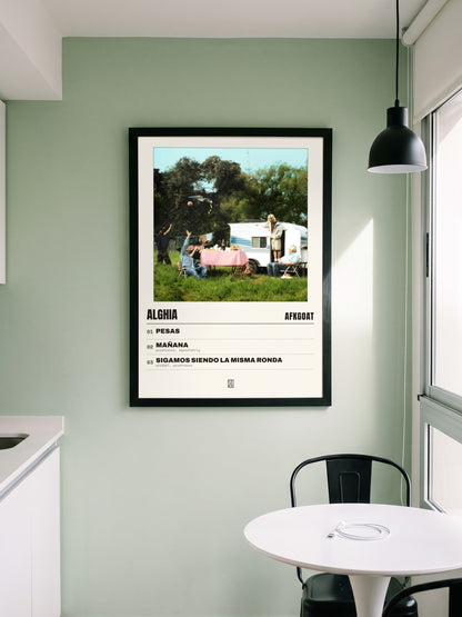 Póster de alghia de afkGOAT enmarcado en una pared