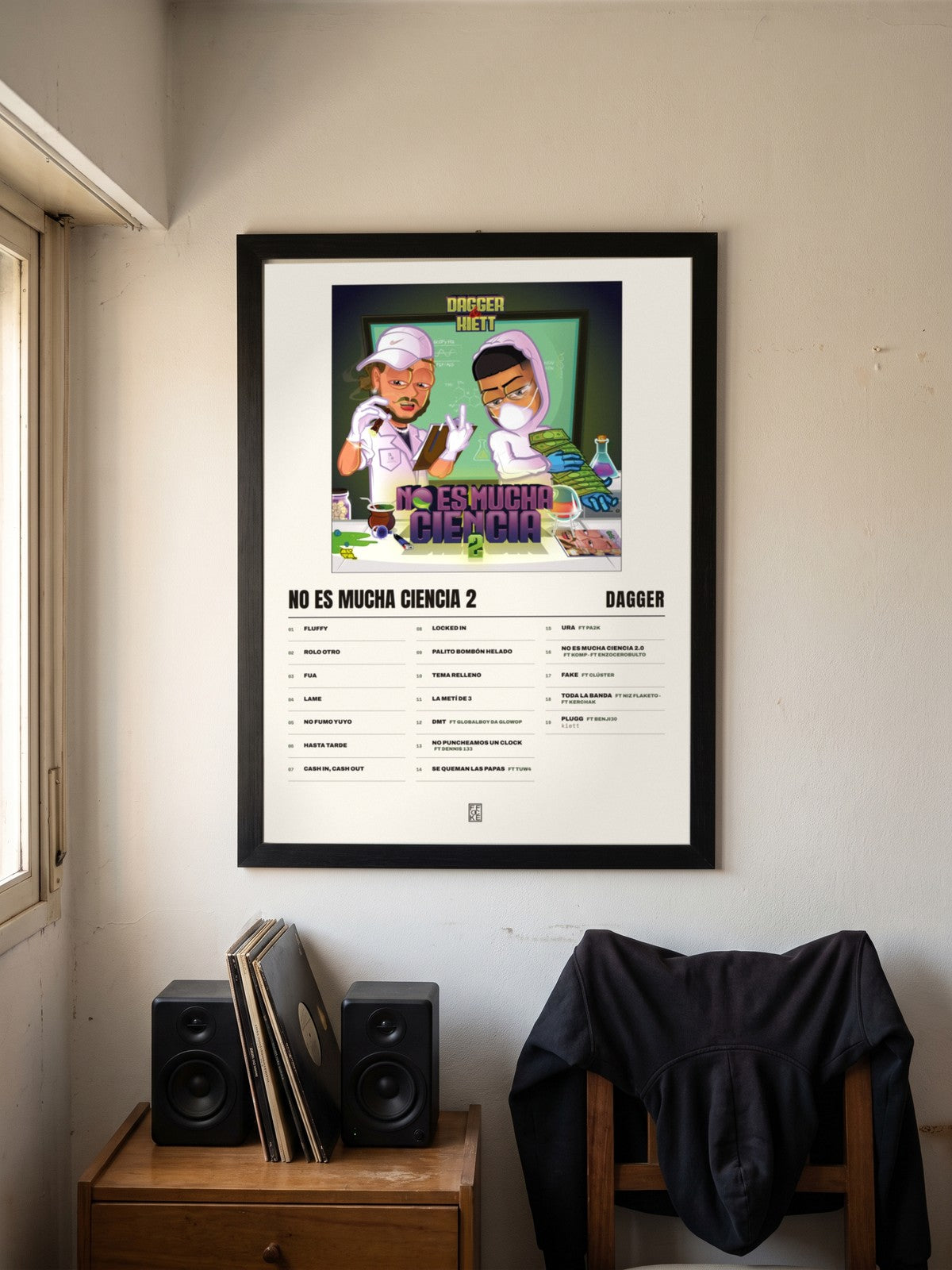 Póster de No es mucha ciencia 2 de Dagger enmarcado en una pared