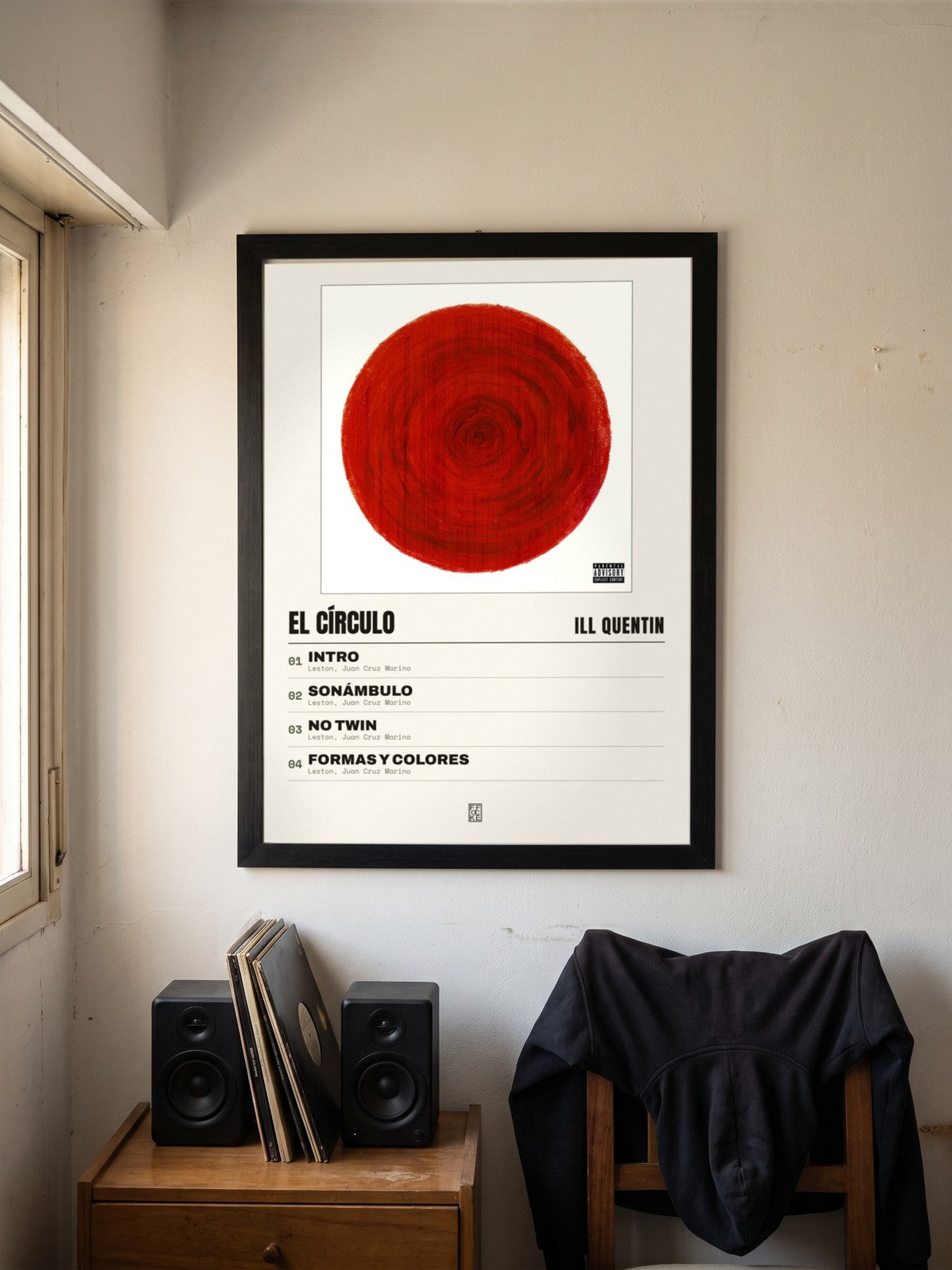 Póster de El Círculo de ill quentin enmarcado en una pared
