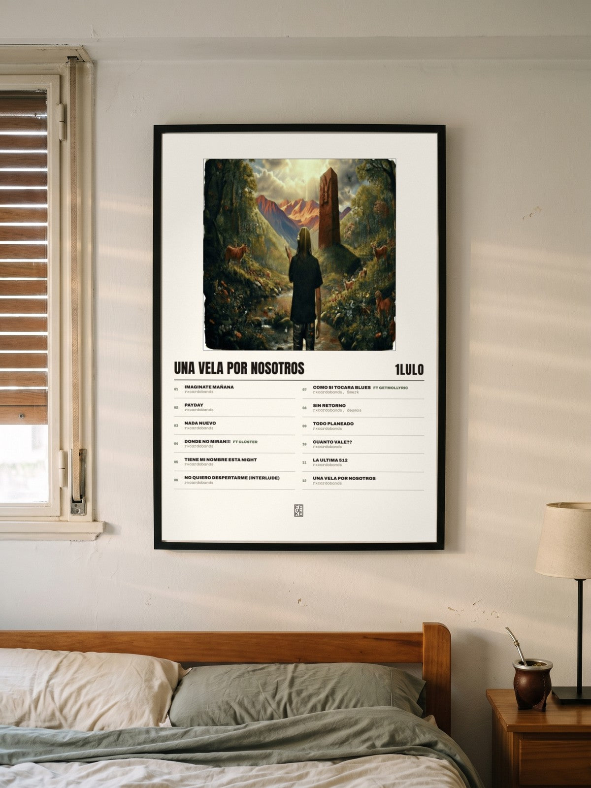 Póster de UNA VELA POR NOSOTROS de 1lulo enmarcado en una pared