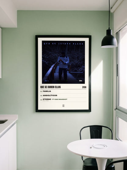 Póster de Que Se Cuiden Ellos de Zica enmarcado en una pared