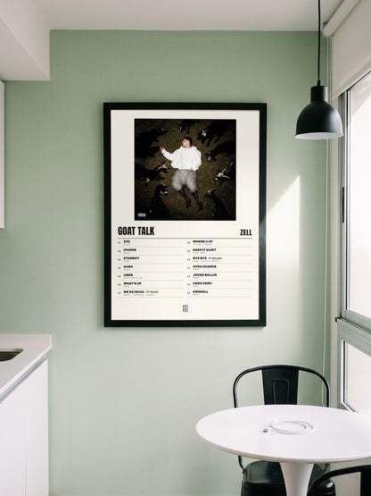 Póster de GOAT TALK de Zell enmarcado en una pared