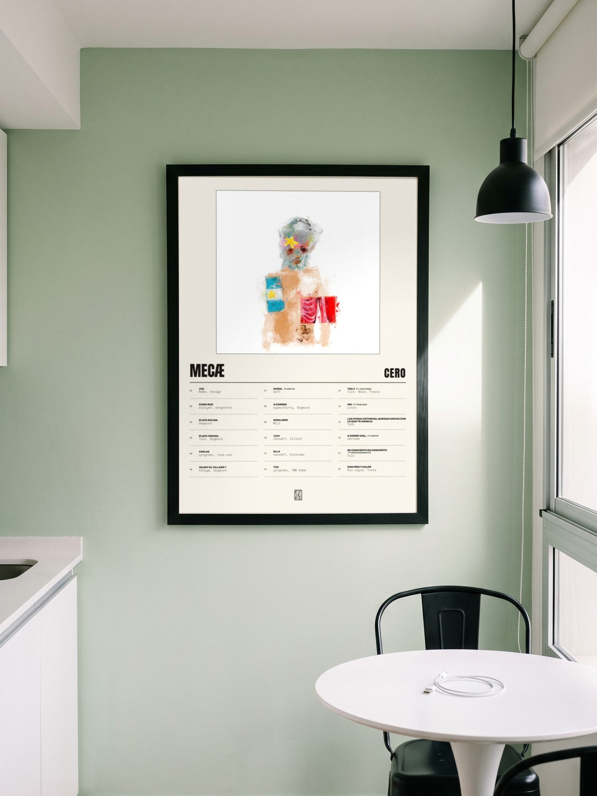 Póster de MecÆ de cero* enmarcado en una pared