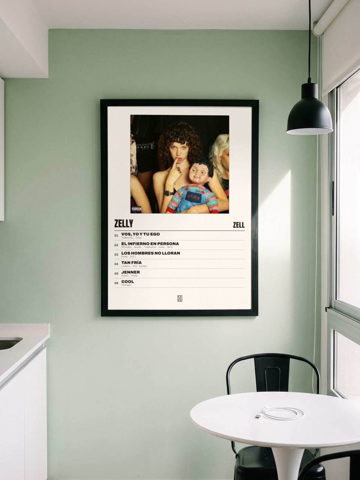 Póster de zelly de Zell enmarcado en una pared