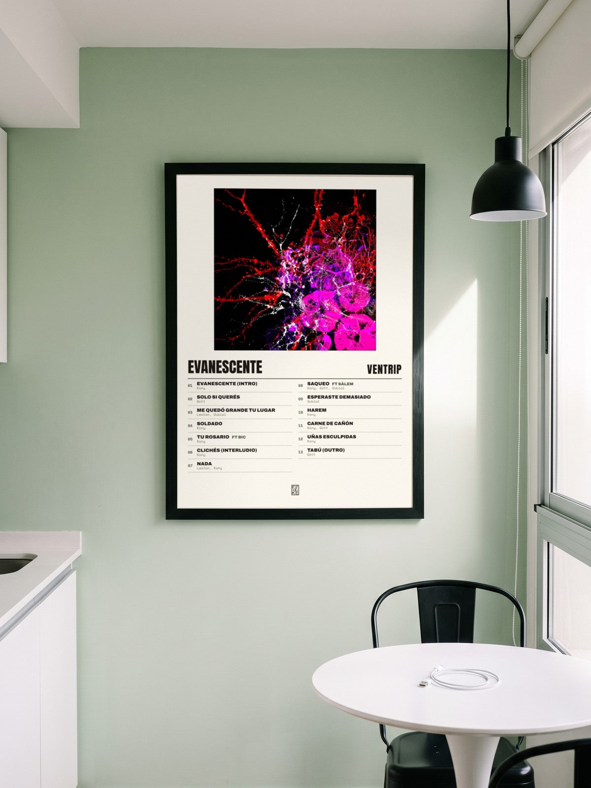 Póster de Evanescente de Ventrip enmarcado en una pared