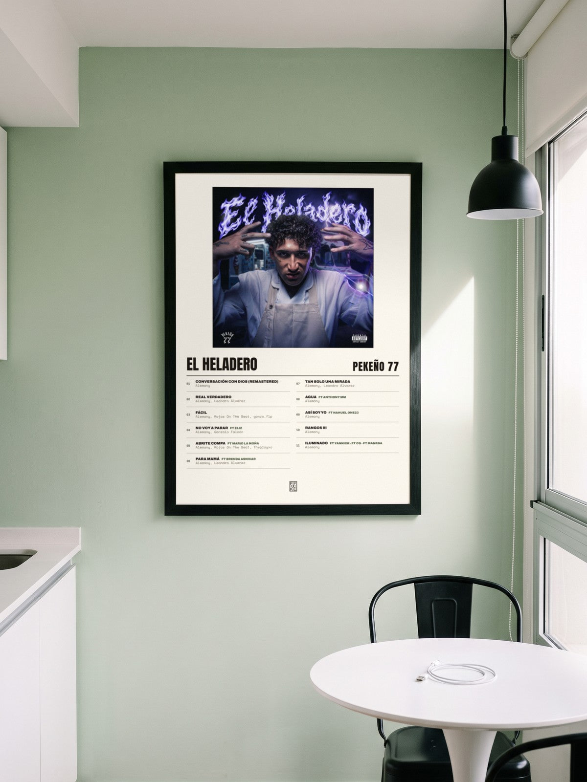 Póster de EL HELADERO de Pekeño 77 enmarcado en una pared