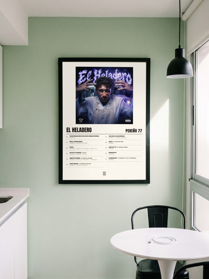 Póster de EL HELADERO de Pekeño 77 enmarcado en una pared