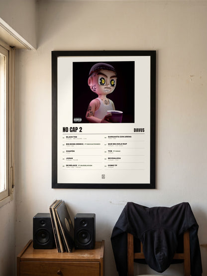Póster de No Cap 2 de Davus enmarcado en una pared