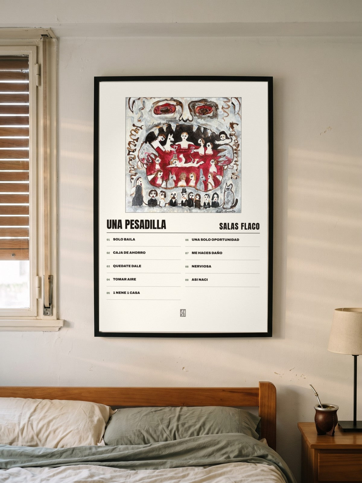 Póster de Una Pesadilla de Salas Flaco enmarcado en una pared