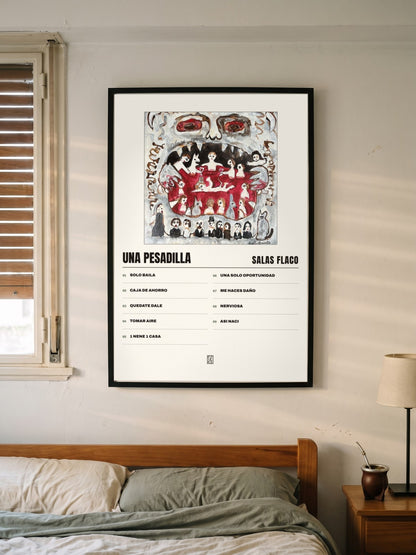 Póster de Una Pesadilla de Salas Flaco enmarcado en una pared