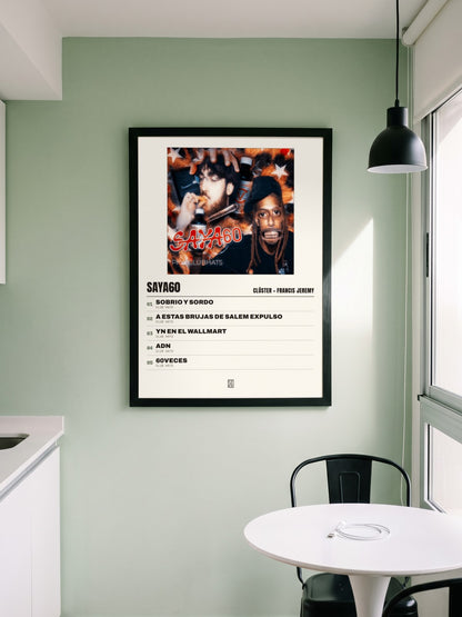 Póster de SAYA60 de Clúster × Francis Jeremy enmarcado en una pared