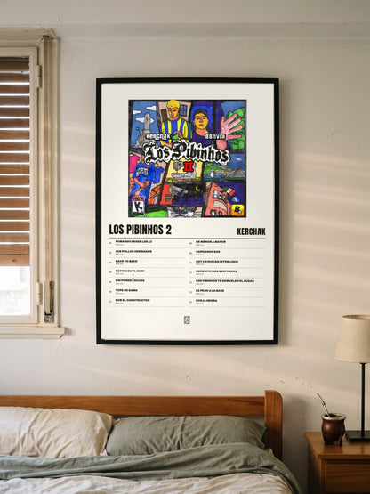 Póster de Los Pibinhos 2 de KERCHAK enmarcado en una pared