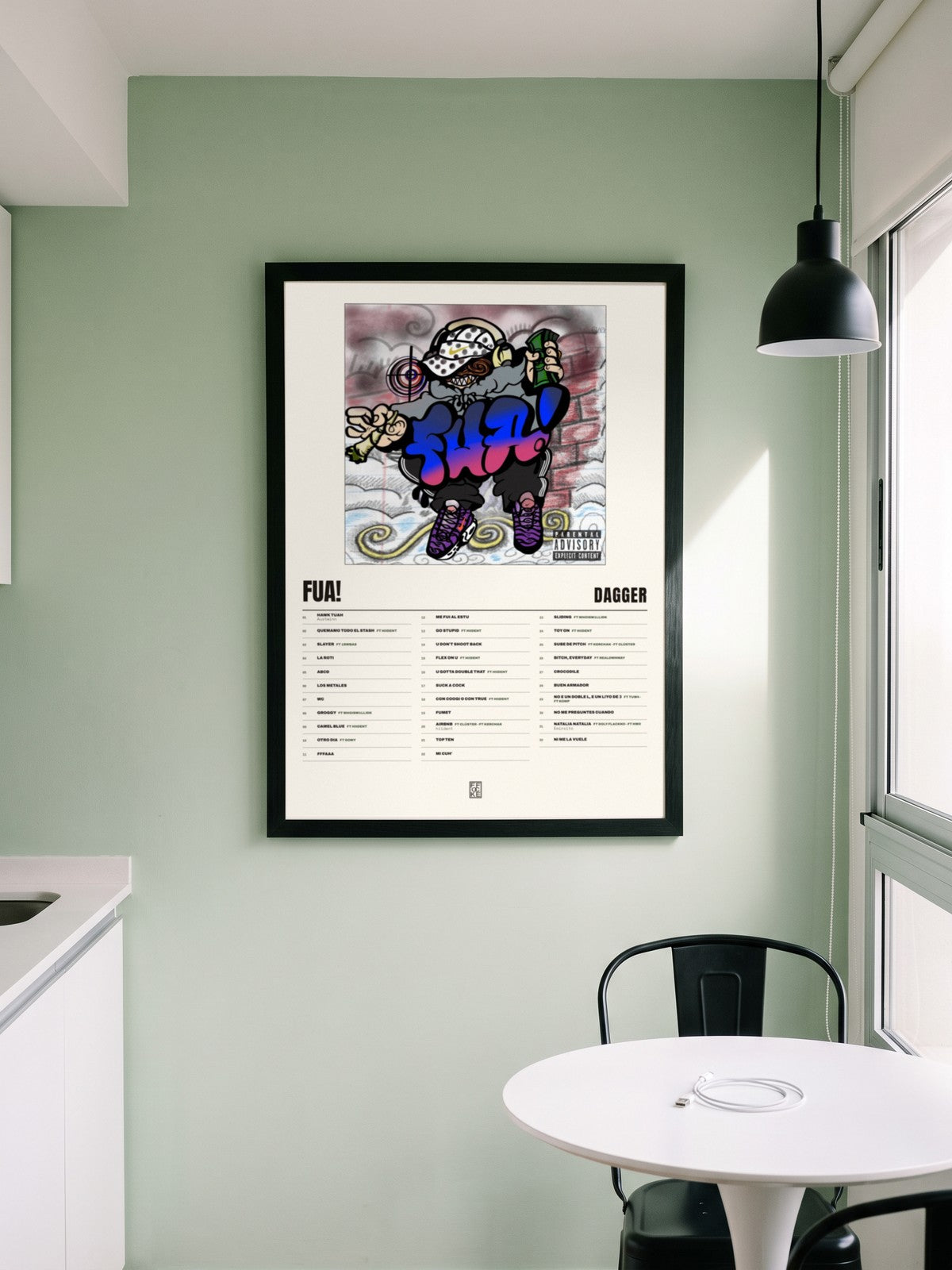 Póster de Fua! de Dagger enmarcado en una pared