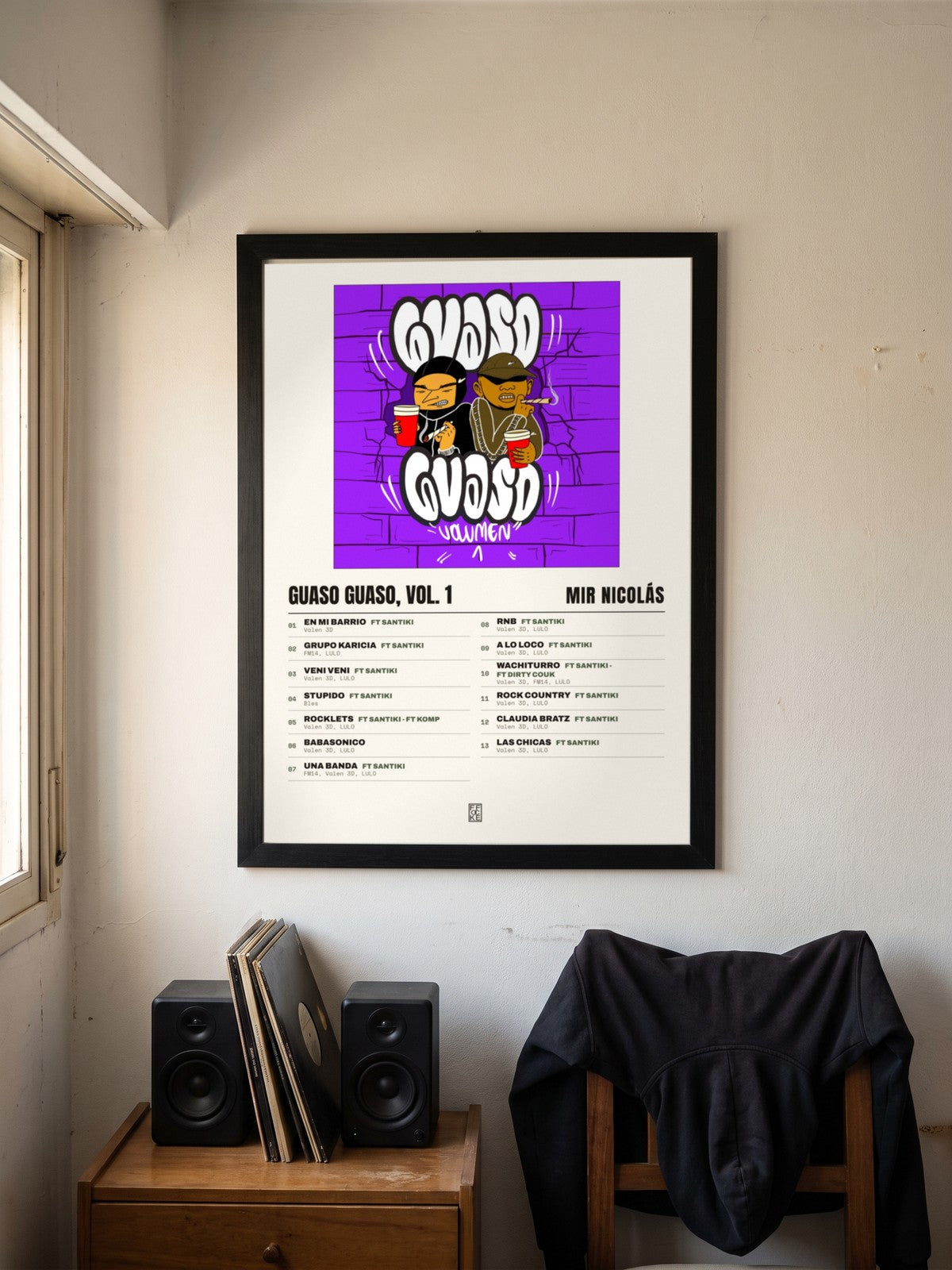 Póster de GUASO GUASO, VOL. 1 de Mir Nicolás enmarcado en una pared