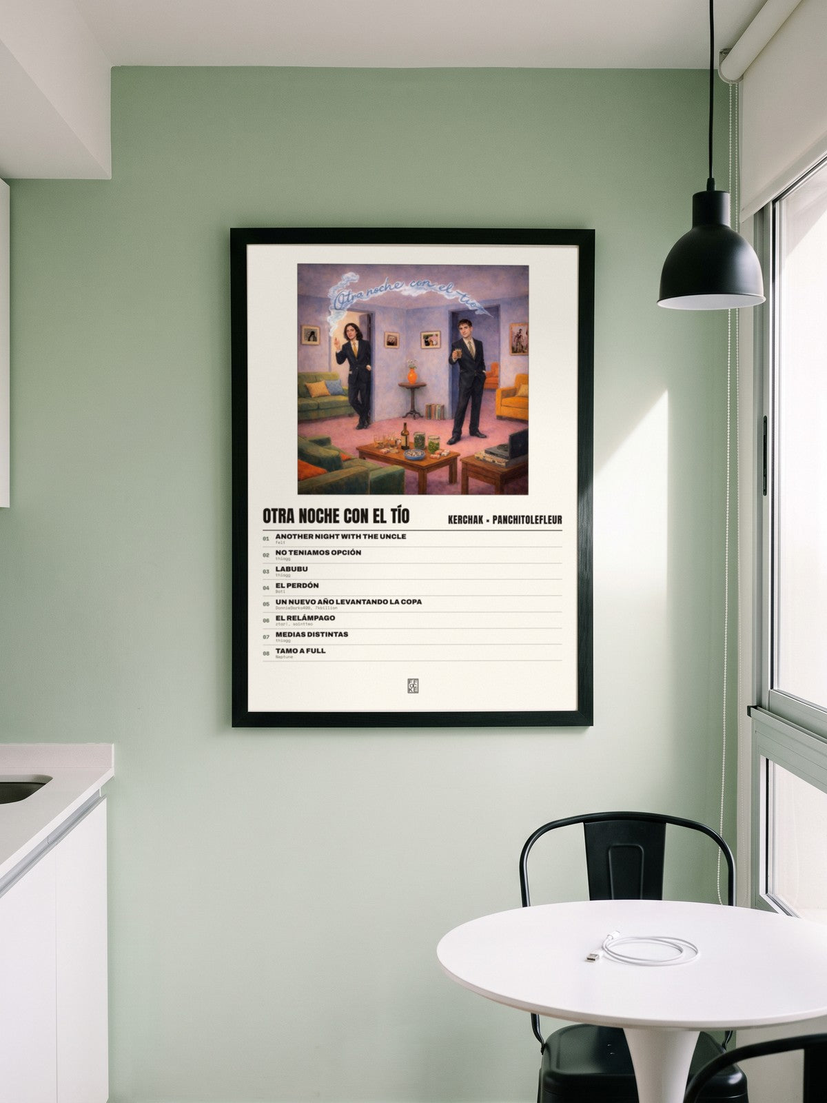 Póster de Otra Noche Con El Tío de KERCHAK × PanchitoLeFleur enmarcado en una pared