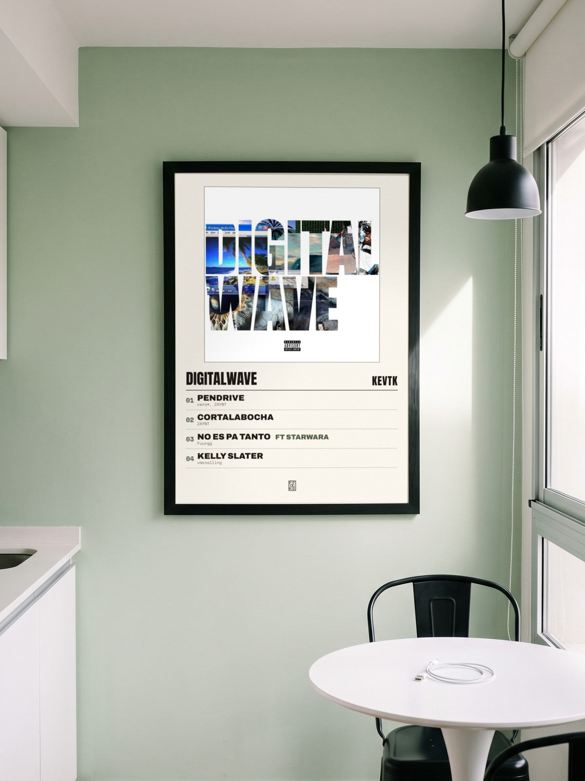 Póster de DiGiTALWAvE de KevTK enmarcado en una pared