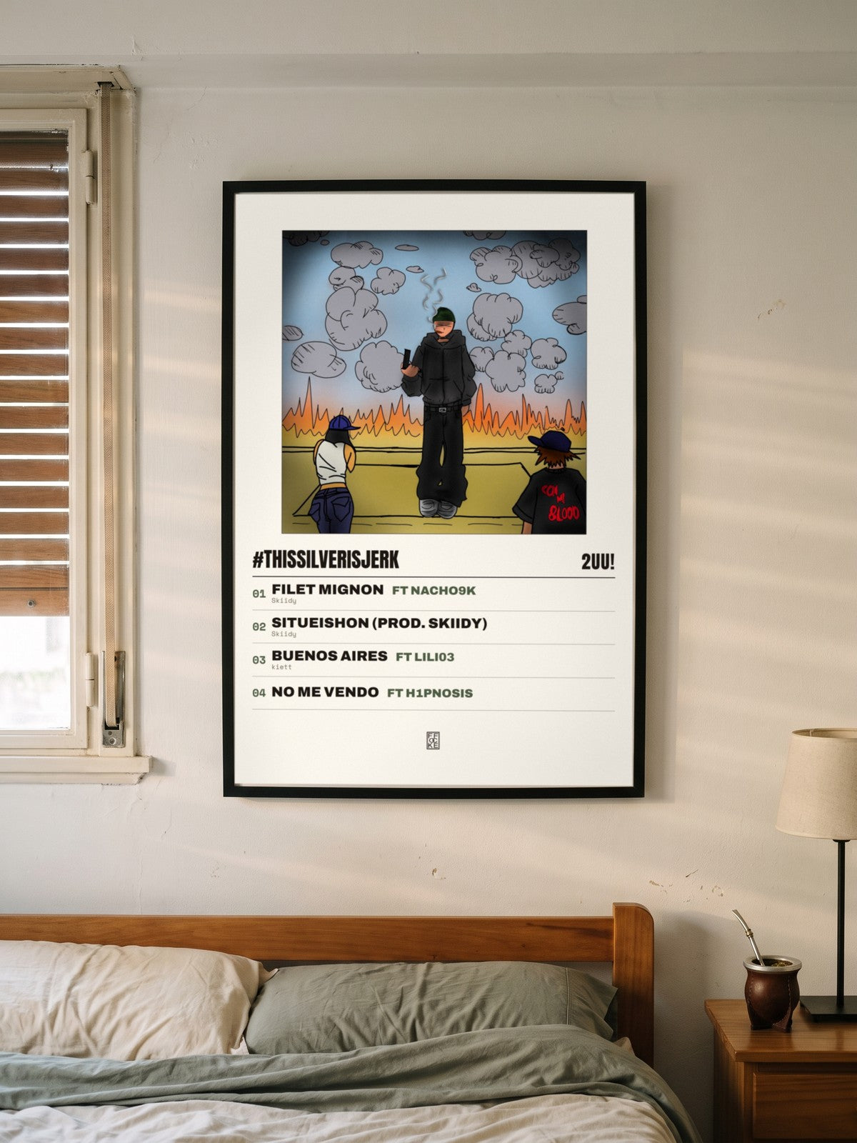 Póster de #Thissilverisjerk de 2UU! enmarcado en una pared