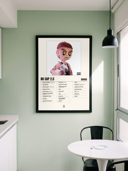 Póster de No Cap 2.5 de Davus enmarcado en una pared