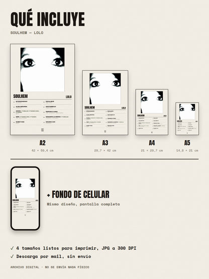 Qué incluye el póster de SOULHEM de LoLo: A2, A3, A4, A5 y fondo de celular