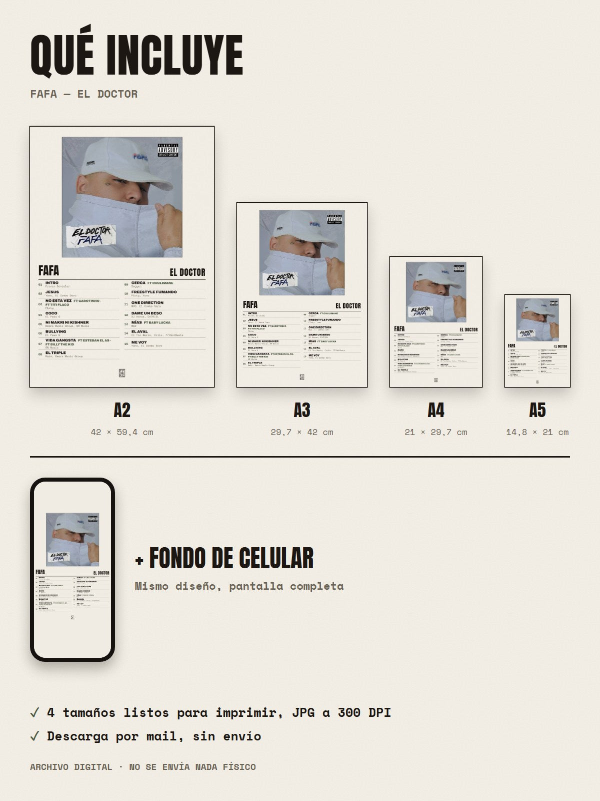 Qué incluye el póster de FAFA de El Doctor: A2, A3, A4, A5 y fondo de celular