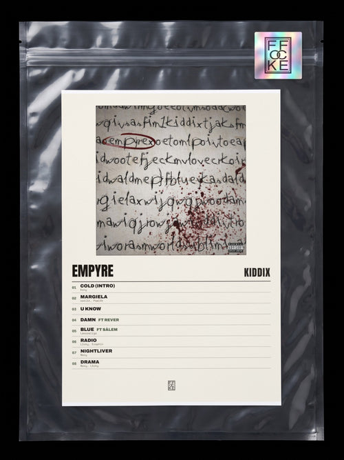 Póster de Empyre de KiddiX en una bolsa sellada con sticker FFOCKE