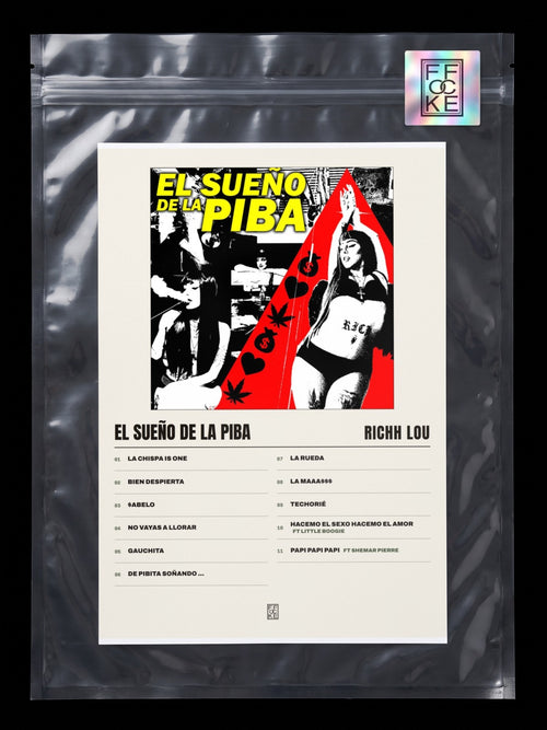 Póster de EL SUEÑO DE LA PIBA de Richh lou en una bolsa sellada con sticker FFOCKE