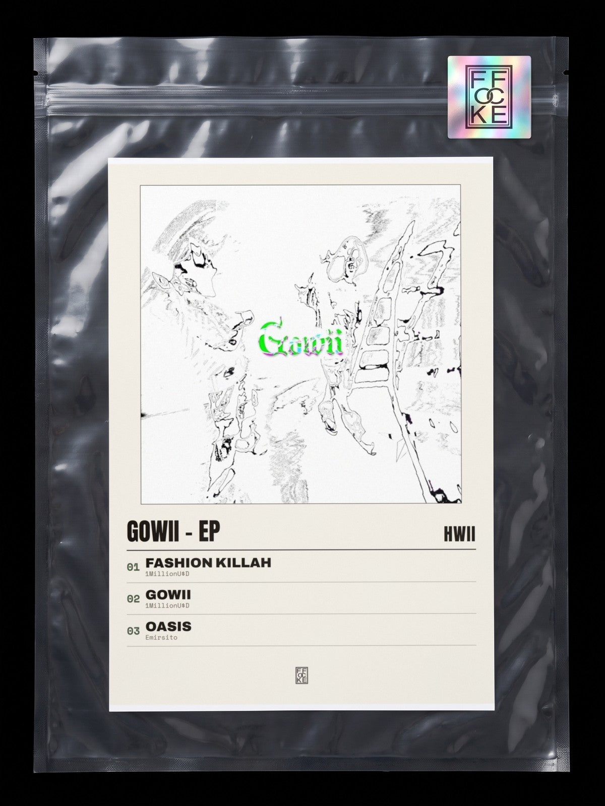 Póster de Gowii - EP de Hwii en una bolsa sellada con sticker FFOCKE